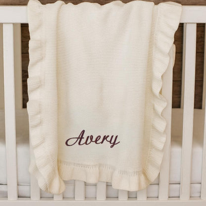Personalized Embroidered Knit Blanket for Baby Boy or Girl | Custom Name or Initials