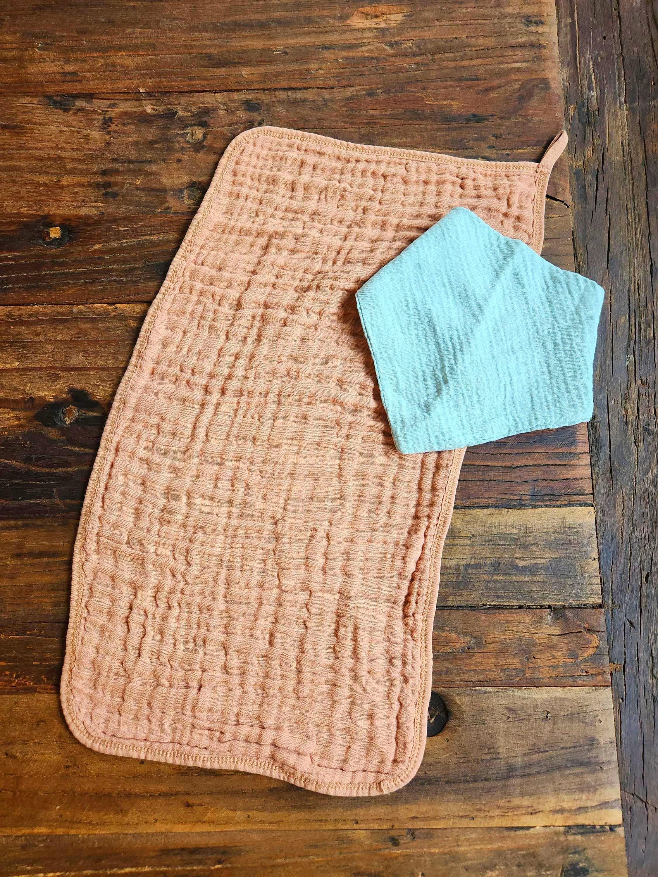 Personalized Muslin Embroidered Bandana Bib, & Burp Cloth | Custom Name or Initials