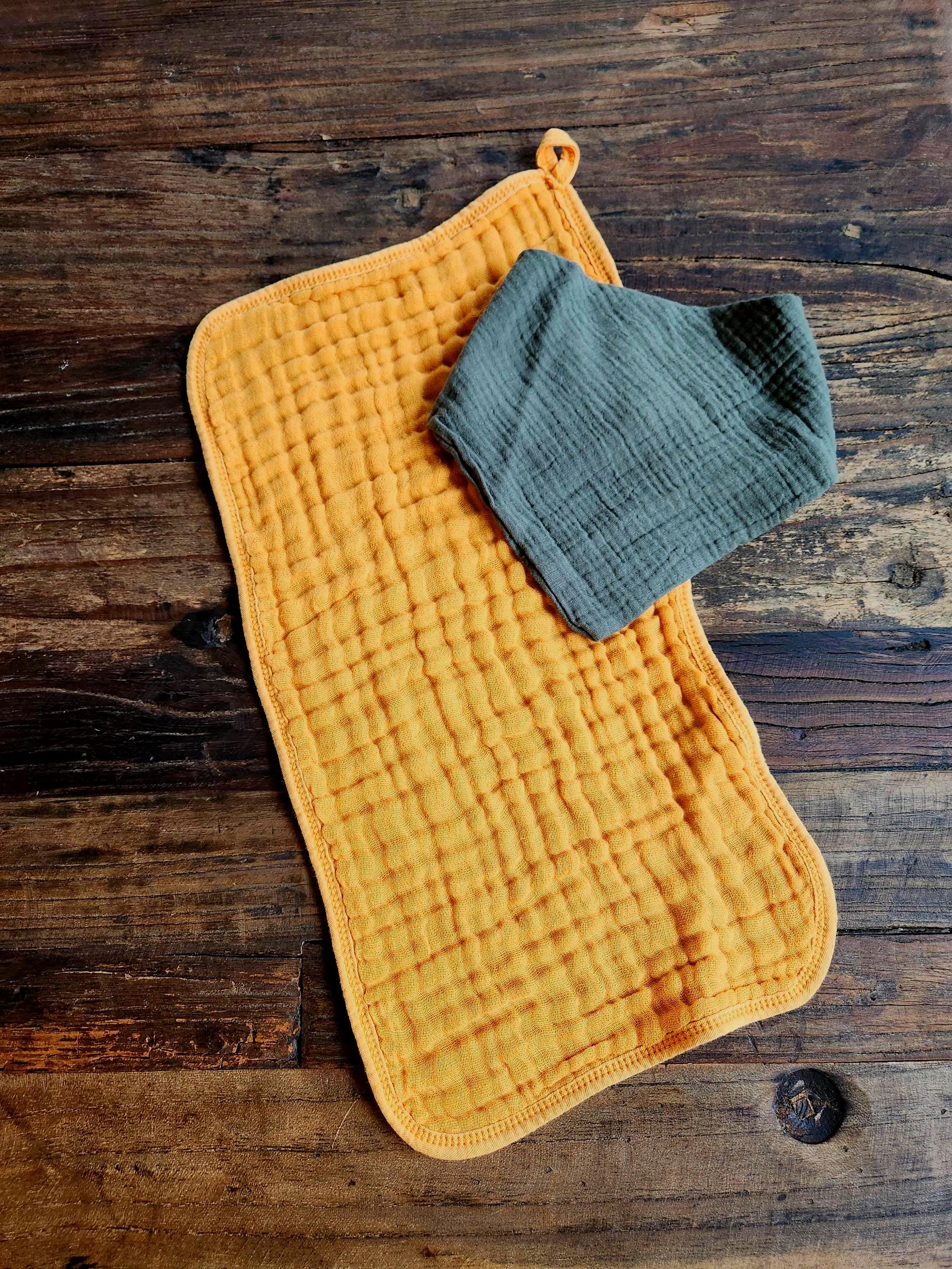 Personalized Muslin Embroidered Bandana Bib, & Burp Cloth | Custom Name or Initials