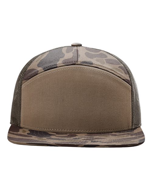 Printed 7-Panel Trucker Cap 168 Flat Bill