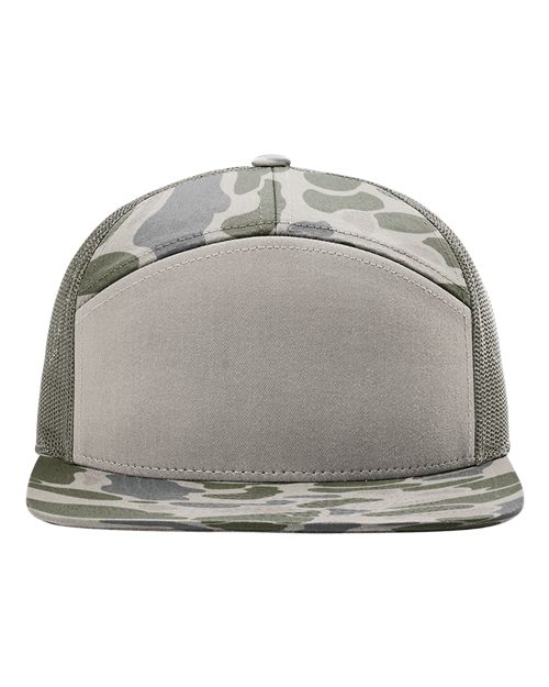 Printed 7-Panel Trucker Cap 168 Flat Bill