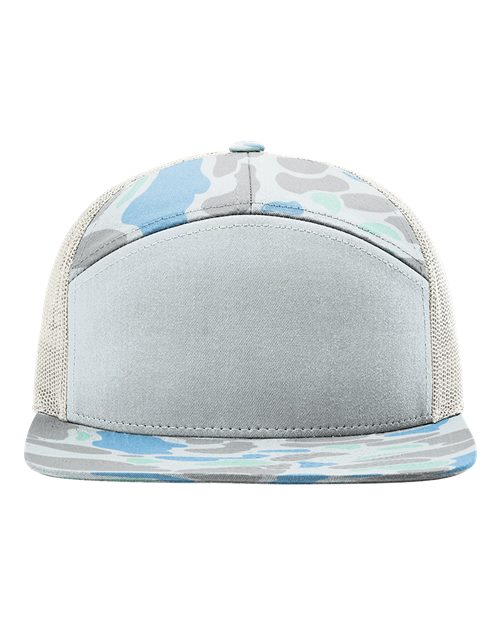 Printed 7-Panel Trucker Cap 168 Flat Bill