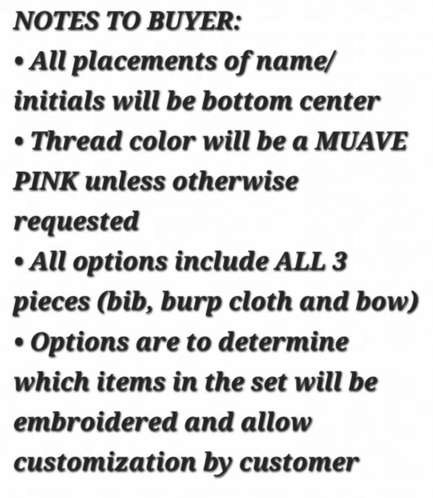 Personalized Muslin Embroidered Bib, & Burp Cloth + Velvet Bow | Custom Name or Initials