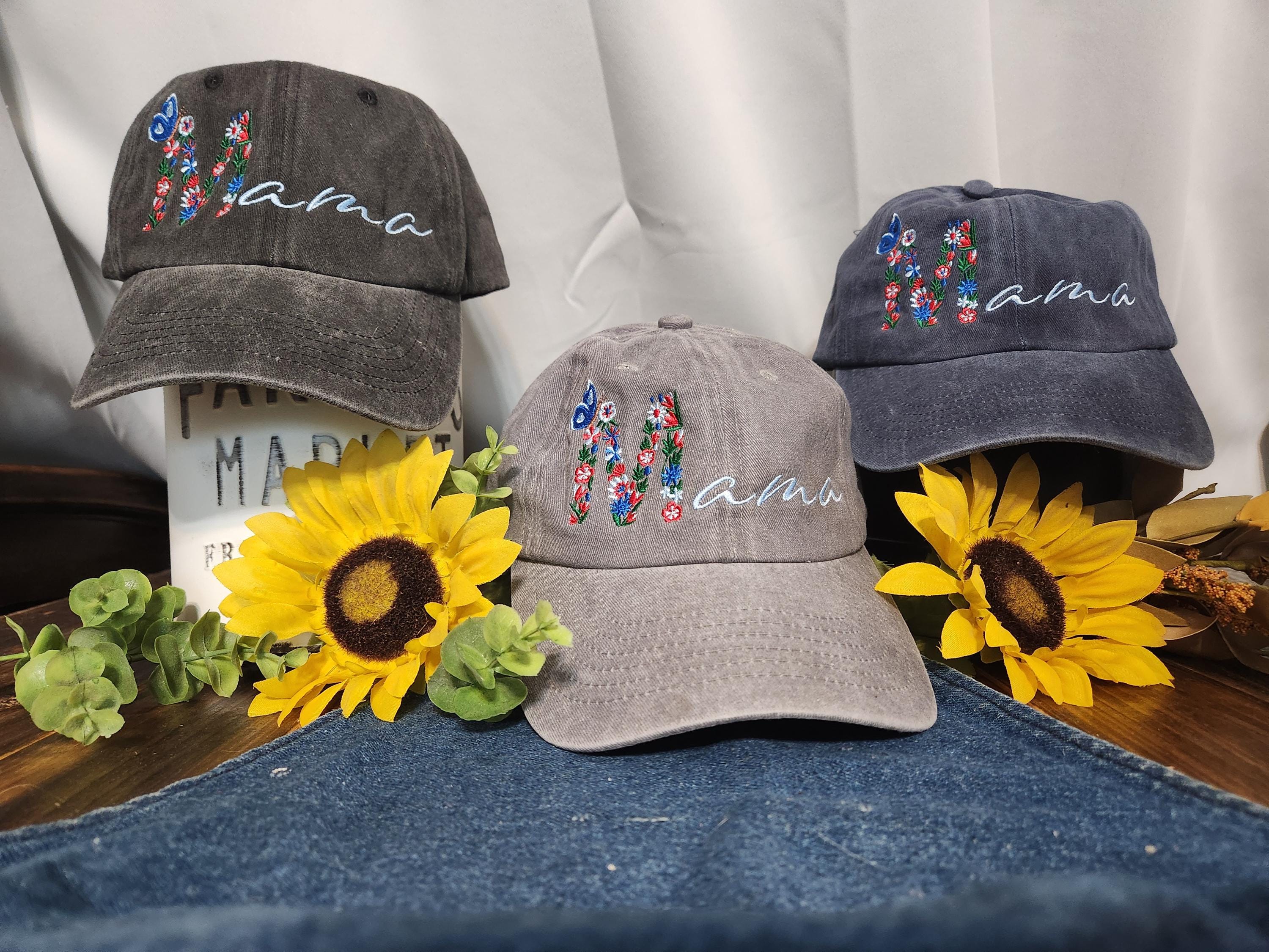 Floral Mama Hat - Embroidered Mom Hat - Ponytail Hat - Cute Mom Life Hat - Mother's Day Gift - Vintage Baseball Cap - Unstructured Hat
