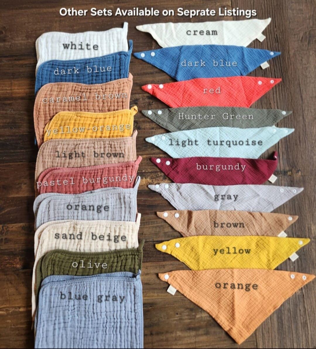 Personalized Muslin Embroidered Bandana Bib, & Burp Cloth | Custom Name or Initials