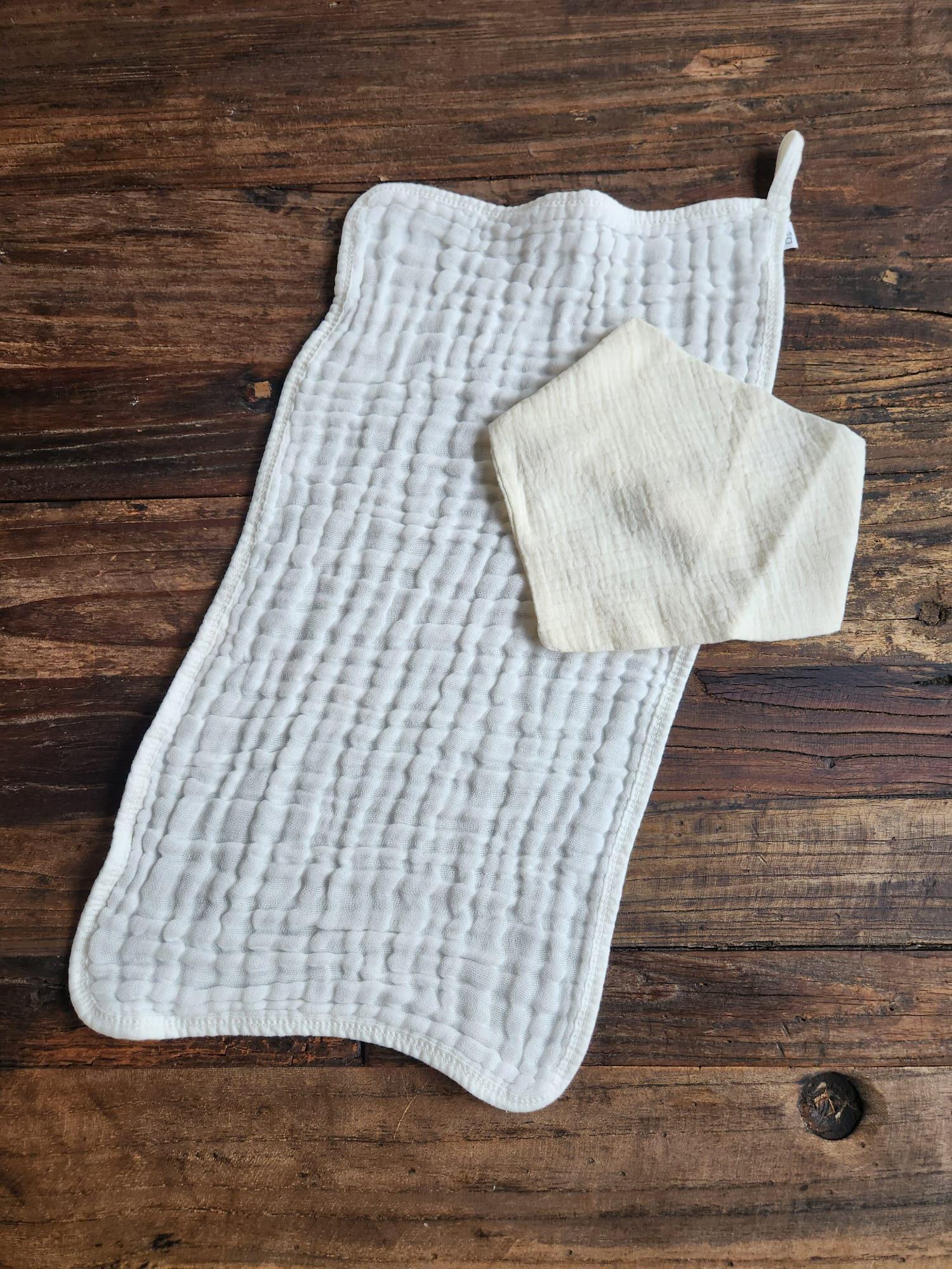 Personalized Muslin Embroidered Bandana Bib, & Burp Cloth | Custom Name or Initials