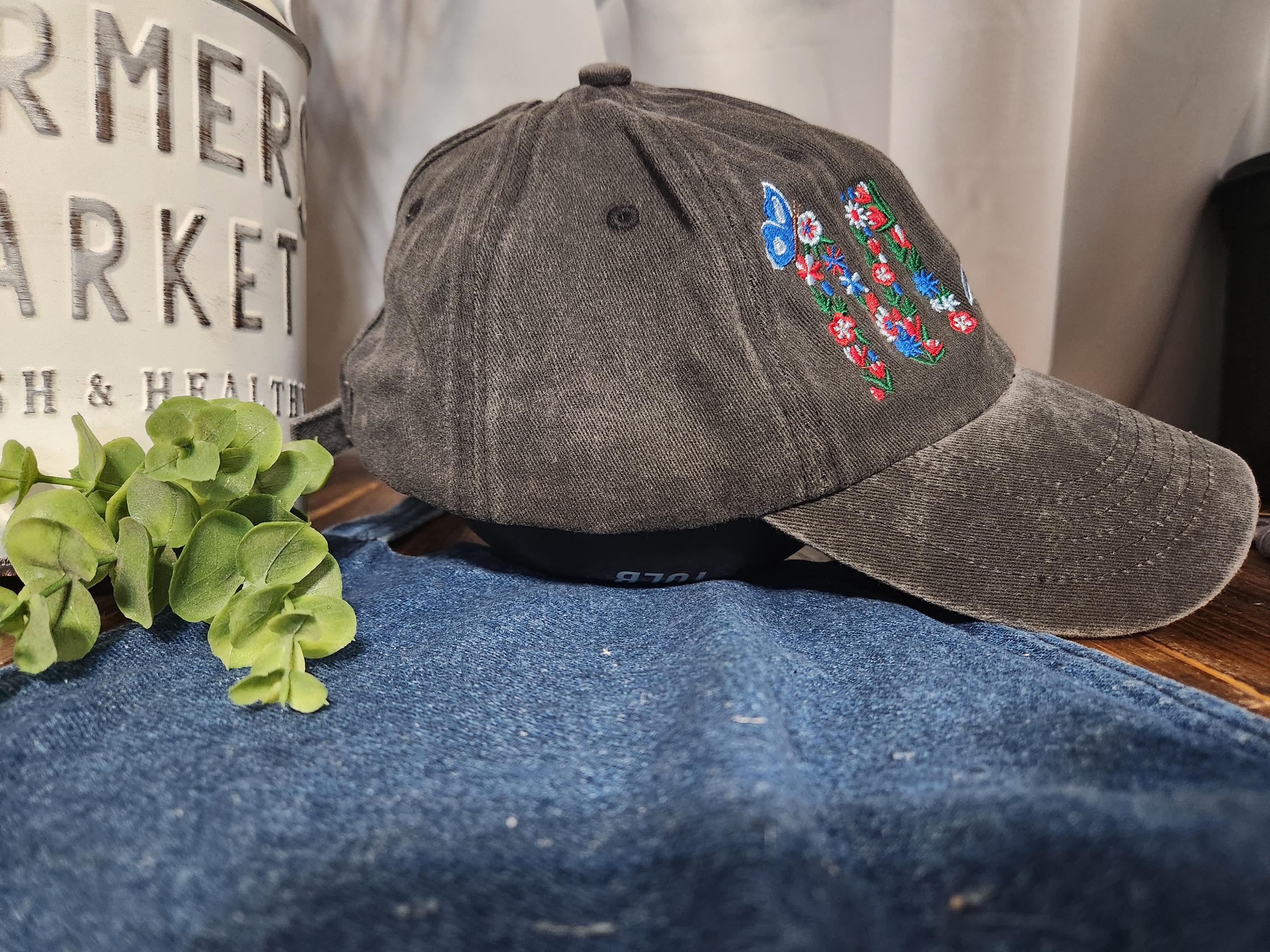 Floral Mama Hat - Embroidered Mom Hat - Ponytail Hat - Cute Mom Life Hat - Mother's Day Gift - Vintage Baseball Cap - Unstructured Hat