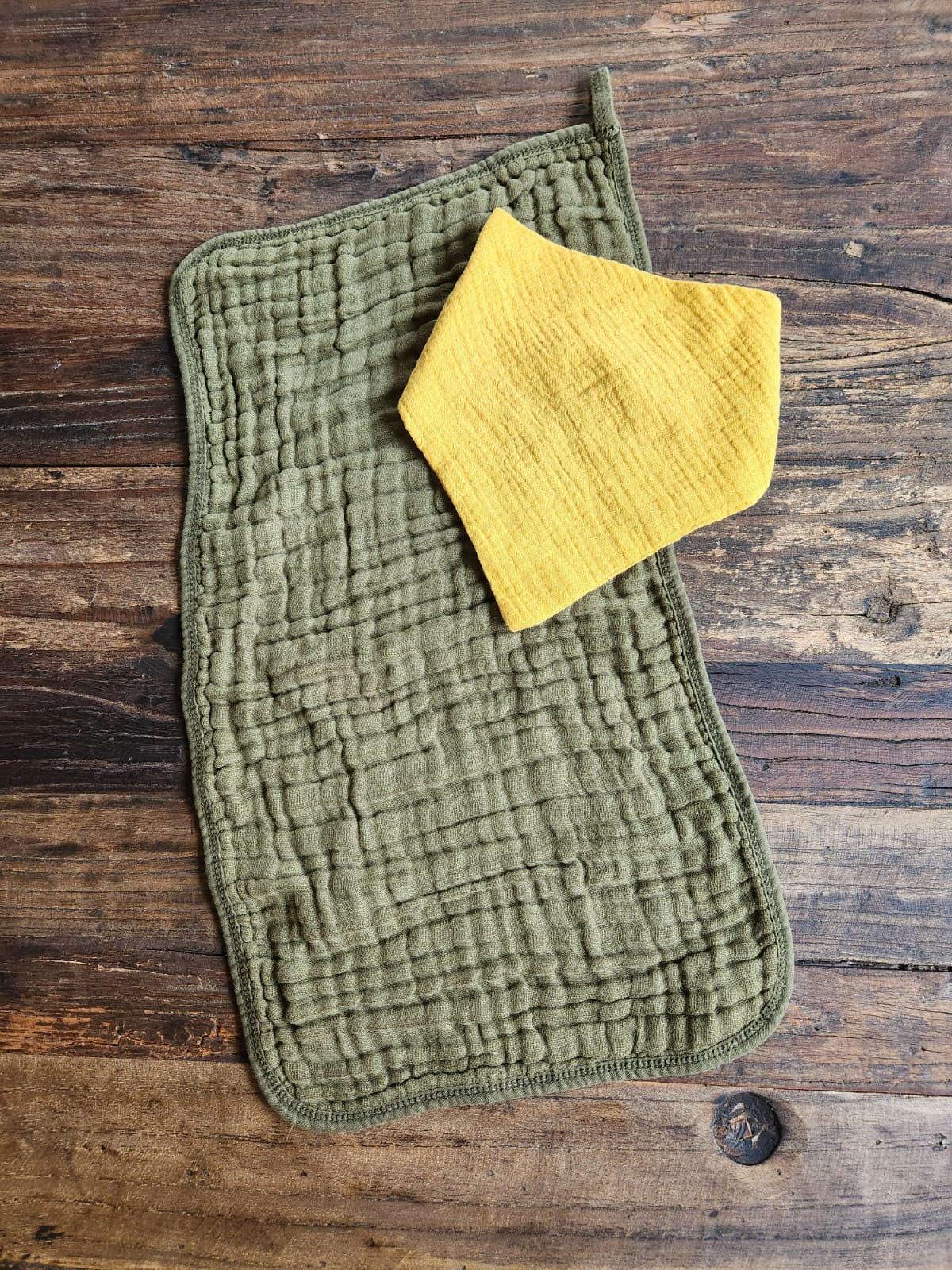 Personalized Muslin Embroidered Bandana Bib, & Burp Cloth | Custom Name or Initials