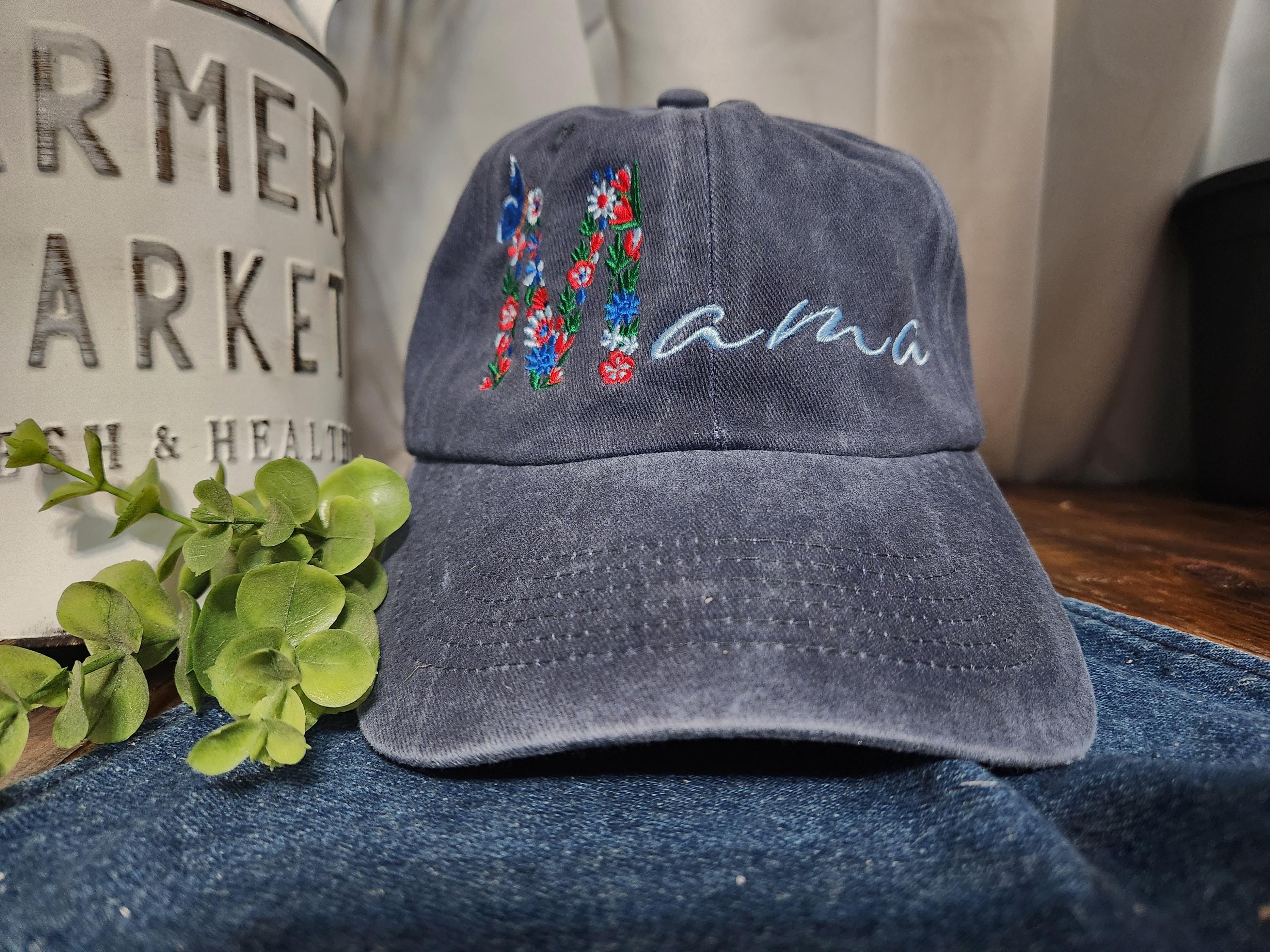 Floral Mama Hat - Embroidered Mom Hat - Ponytail Hat - Cute Mom Life Hat - Mother's Day Gift - Vintage Baseball Cap - Unstructured Hat