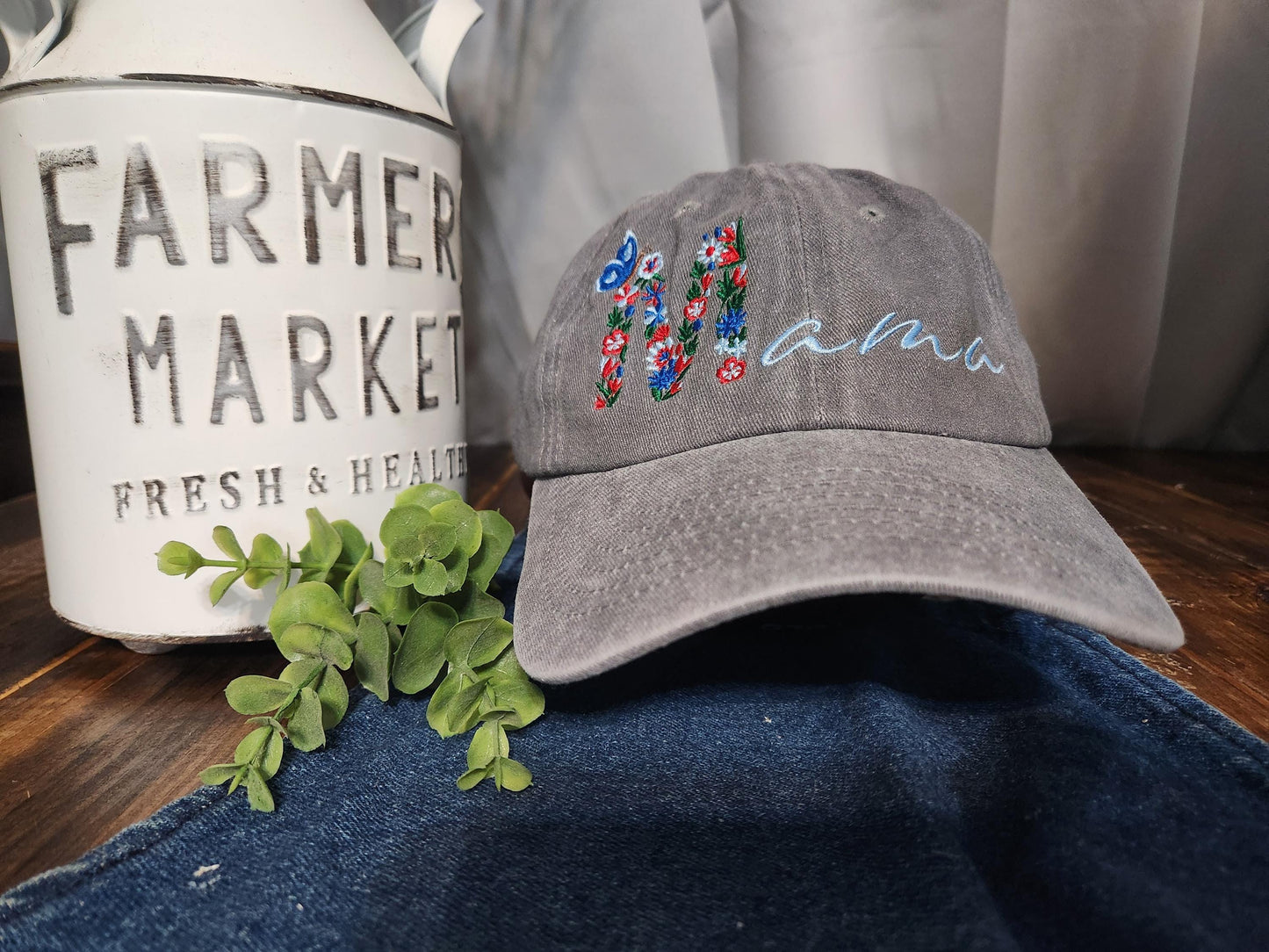 Floral Mama Hat - Embroidered Mom Hat - Ponytail Hat - Cute Mom Life Hat - Mother's Day Gift - Vintage Baseball Cap - Unstructured Hat