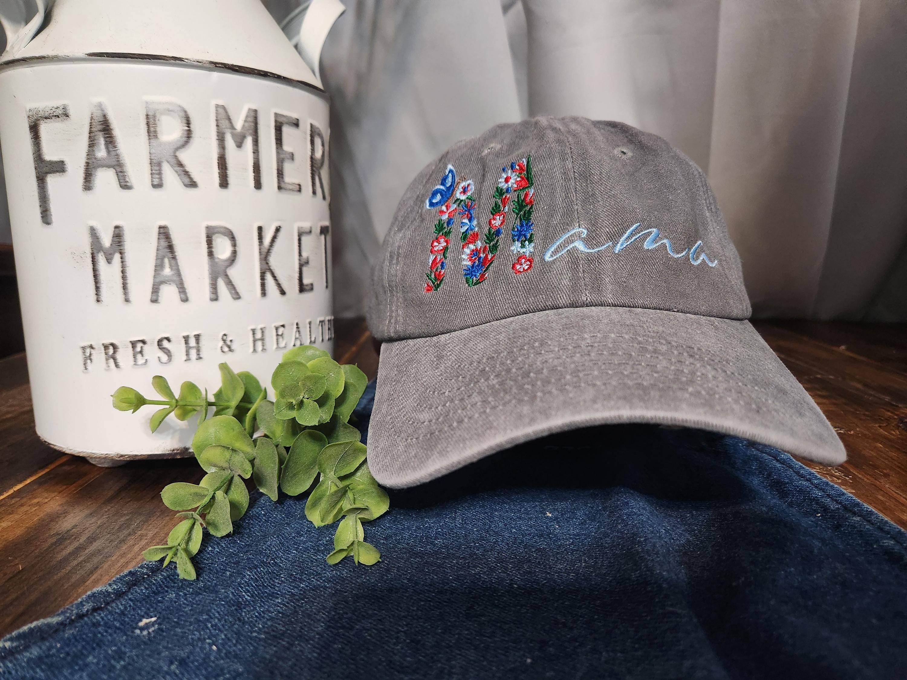 Floral Mama Hat - Embroidered Mom Hat - Ponytail Hat - Cute Mom Life Hat - Mother's Day Gift - Vintage Baseball Cap - Unstructured Hat