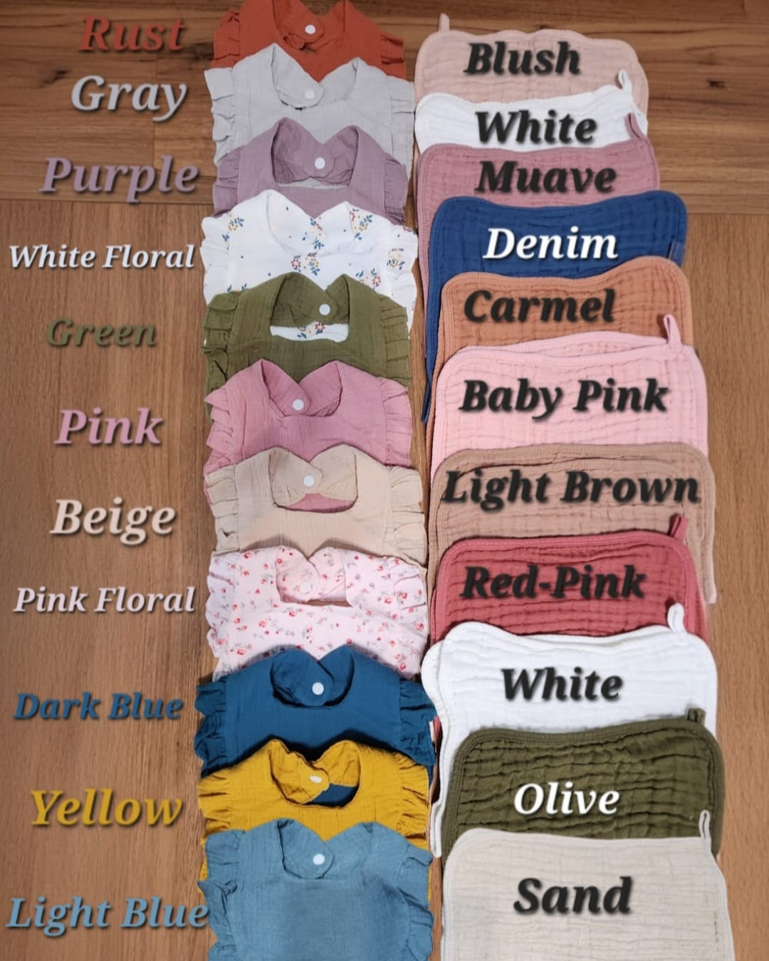 Personalized Muslin Embroidered Bib, & Burp Cloth + Velvet Bow | Custom Name or Initials