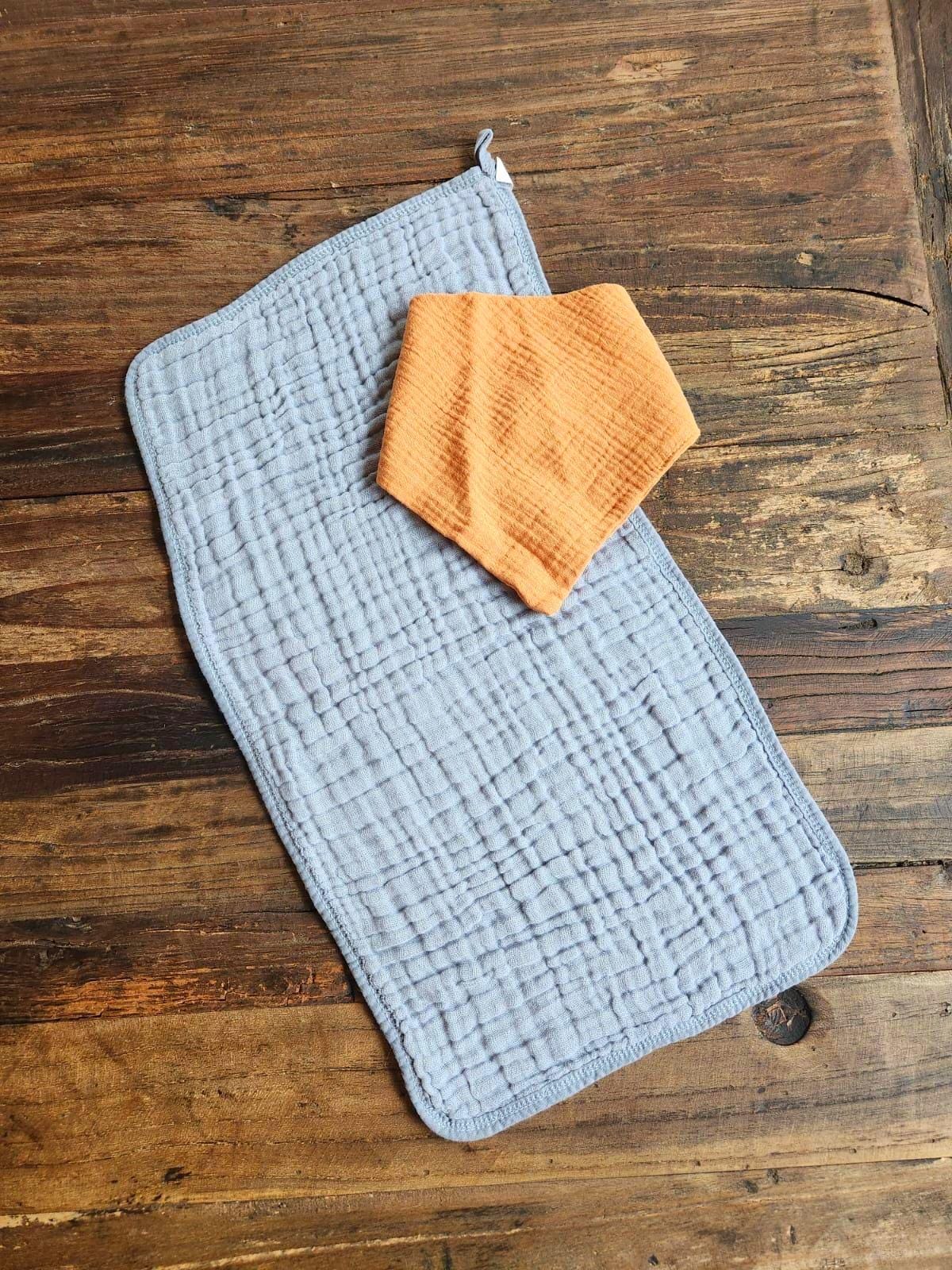 Personalized Muslin Embroidered Bandana Bib, & Burp Cloth | Custom Name or Initials