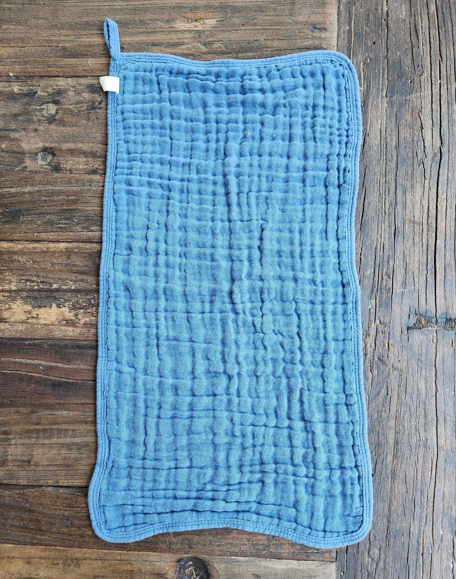 Personalized Muslin Embroidered Bib, & Burp Cloth + Velvet Bow | Custom Name or Initials