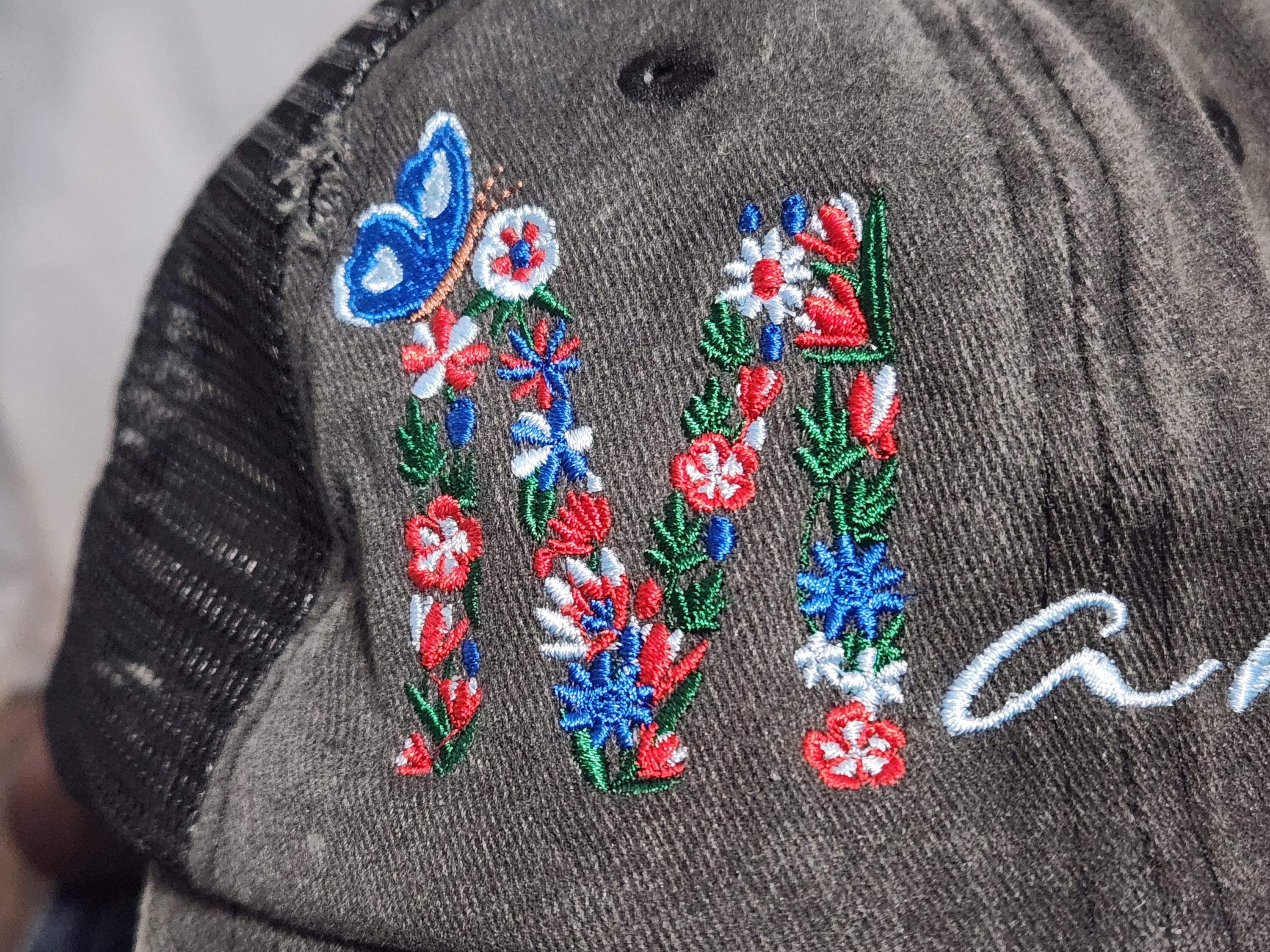 Personalized Floral Mama Hat- Embroidered Mom Hat - Women's Ponytail Hat - Cute Mom Life Hat - Gift for Her- Vintage Distressed Hat
