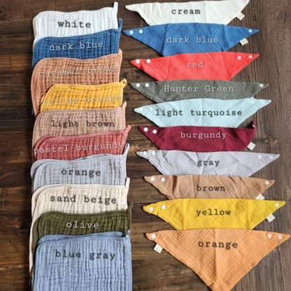 Baby Boy Muslin Bandana Bib, & Burp Cloth | Custom Name or Initials Embroidered