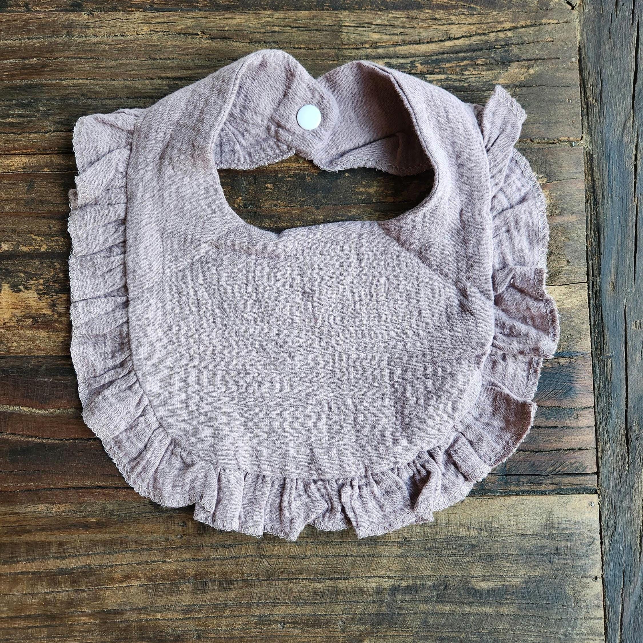 Personalized Muslin Embroidered Bib, & Burp Cloth + Velvet Bow | Custom Name or Initials