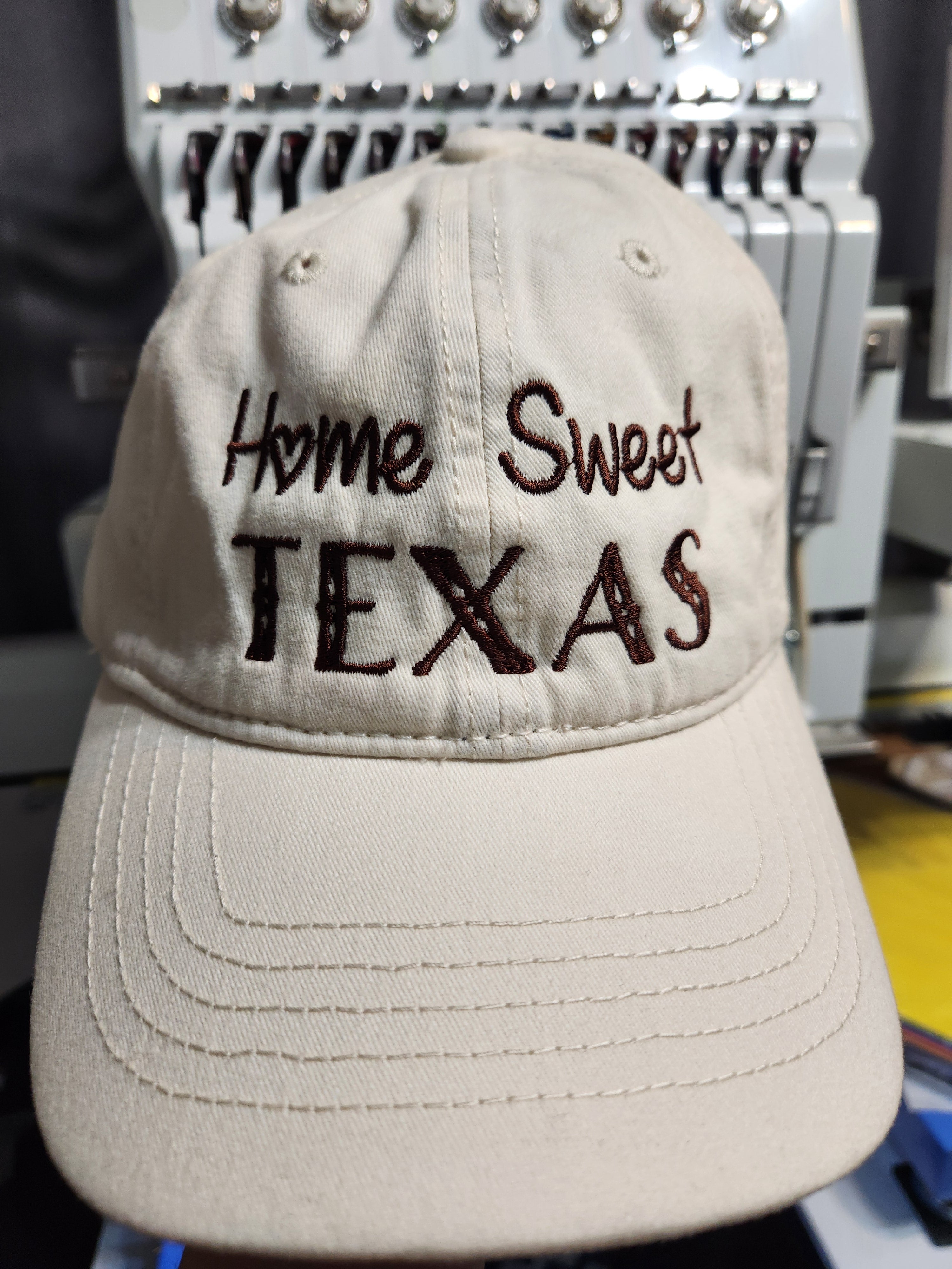 Home Sweet TEXAS Embroidered Hat-Concealed Ponytail-Under Visor Print