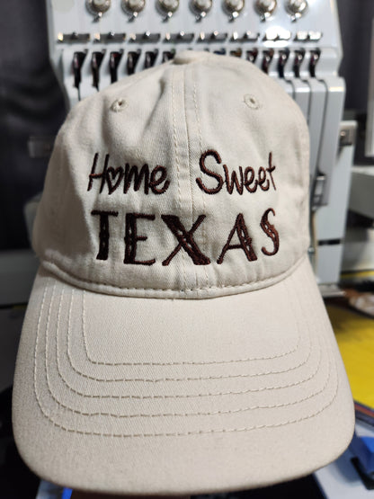 Home Sweet TEXAS Embroidered Hat-Concealed Ponytail-Under Visor Print