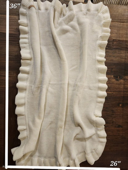 Cross Embroidered Knit Blanket for Baby Boy or Girl