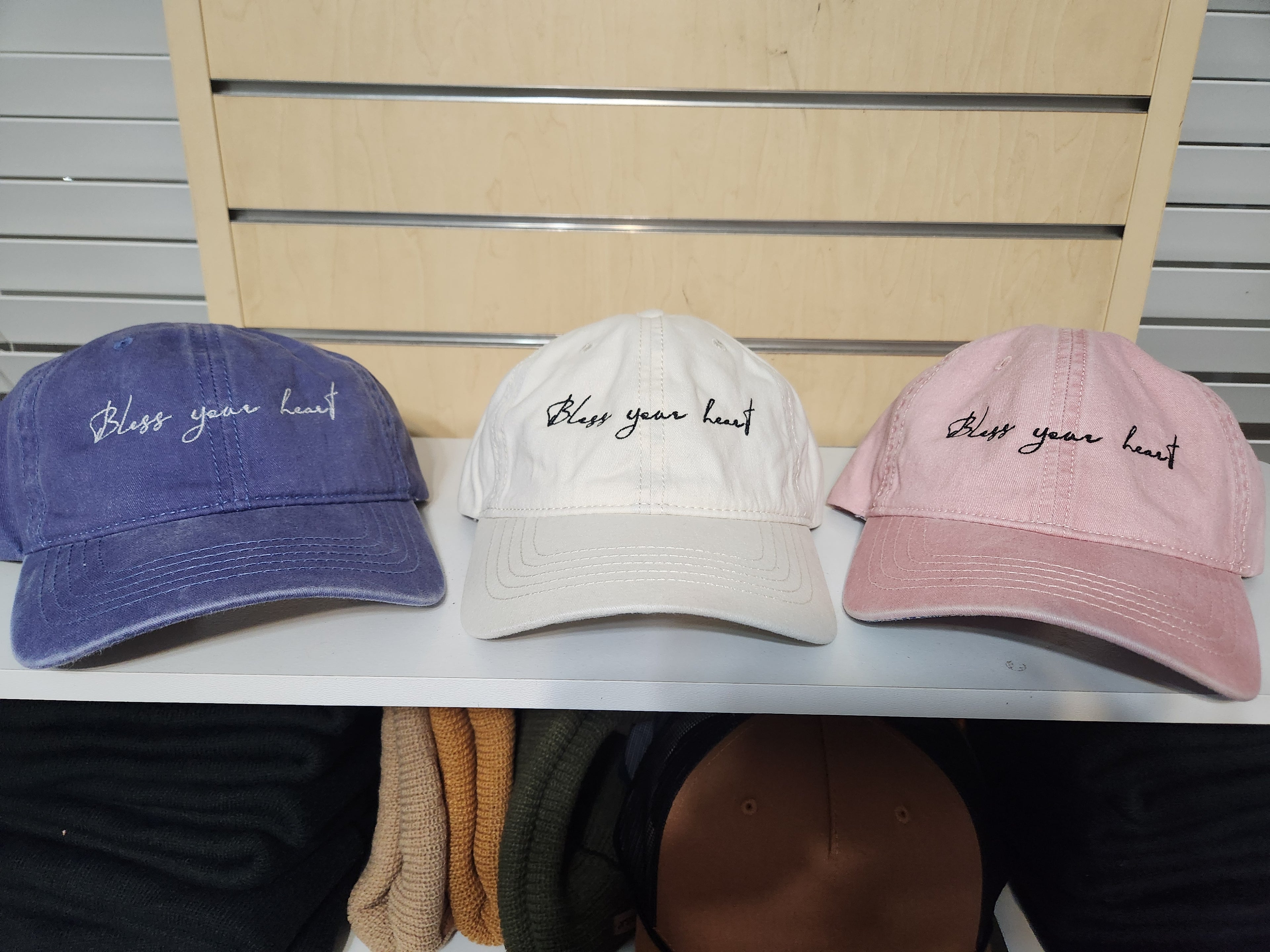 Bless your Heart Embroidered Hat-Concealed Ponytail-Under Visor Print