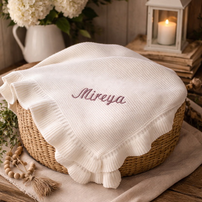 Personalized Embroidered Knit Blanket for Baby Boy or Girl | Custom Name or Initials