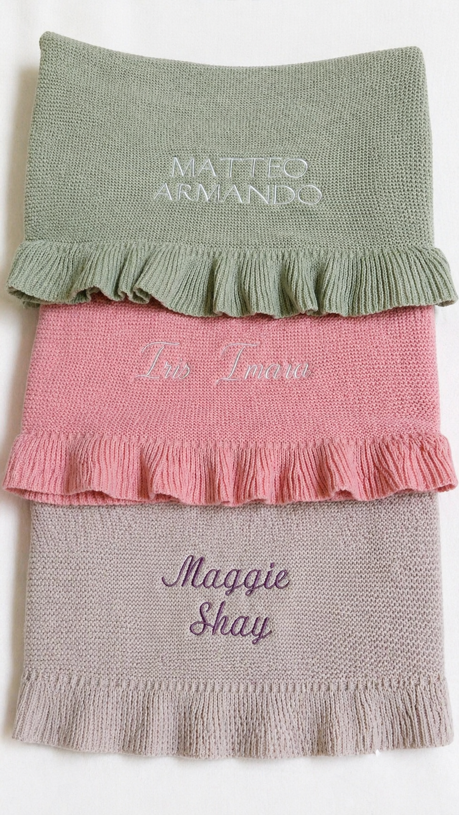 Personalized Embroidered Knit Blanket for Baby Boy or Girl | Custom Name or Initials