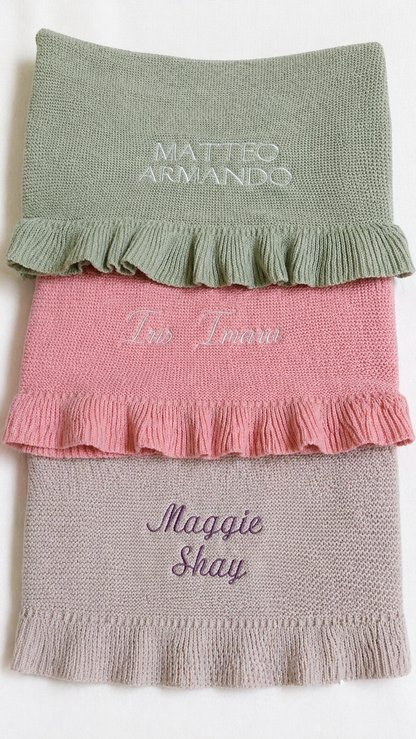 Personalized Embroidered Knit Blanket for Baby Boy or Girl | Custom Name or Initials