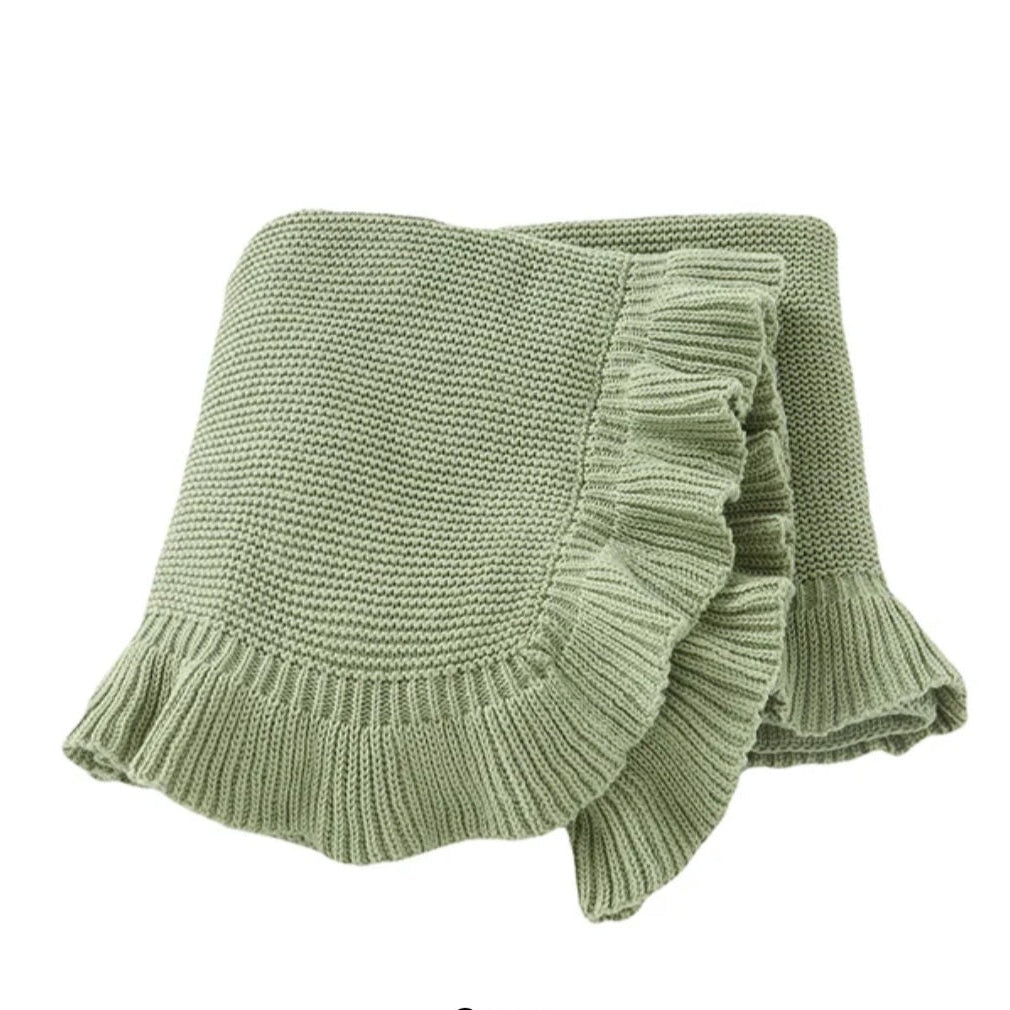 Cross Embroidered Knit Blanket for Baby Boy or Girl