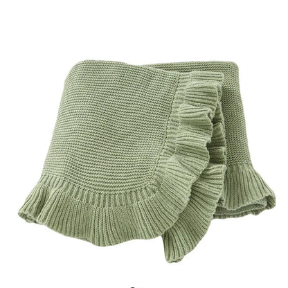 Cross Embroidered Knit Blanket for Baby Boy or Girl
