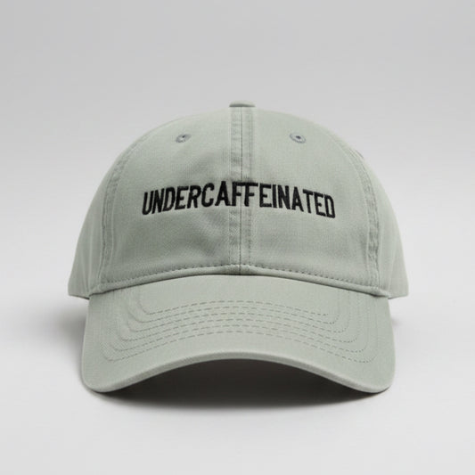 Undercaffienated Embroidered Text Baseball Hat- Concealed Ponytail For Messy Bun- Printed Undervisor
