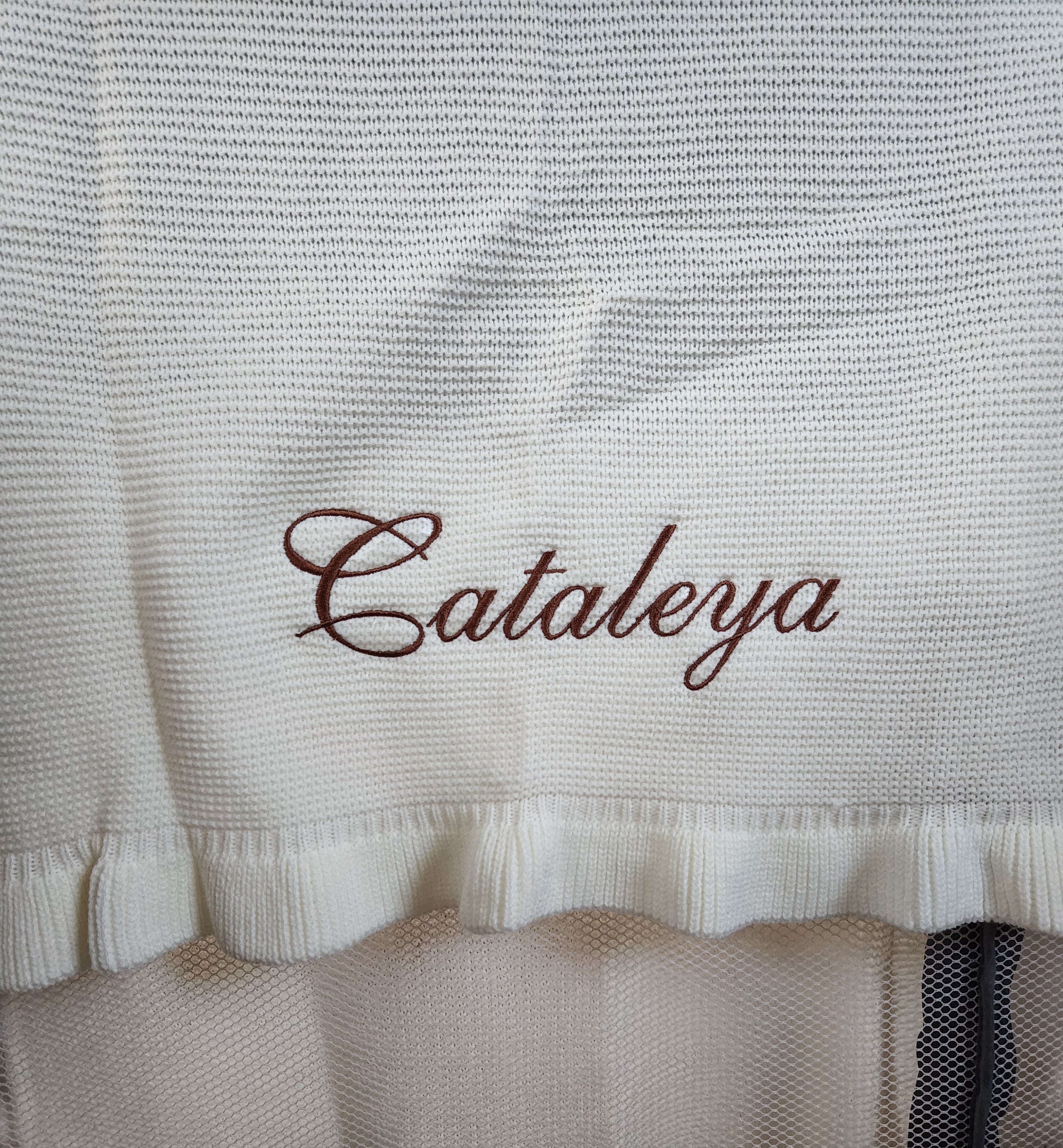 Personalized Embroidered Knit Blanket for Baby Boy or Girl | Custom Name or Initials