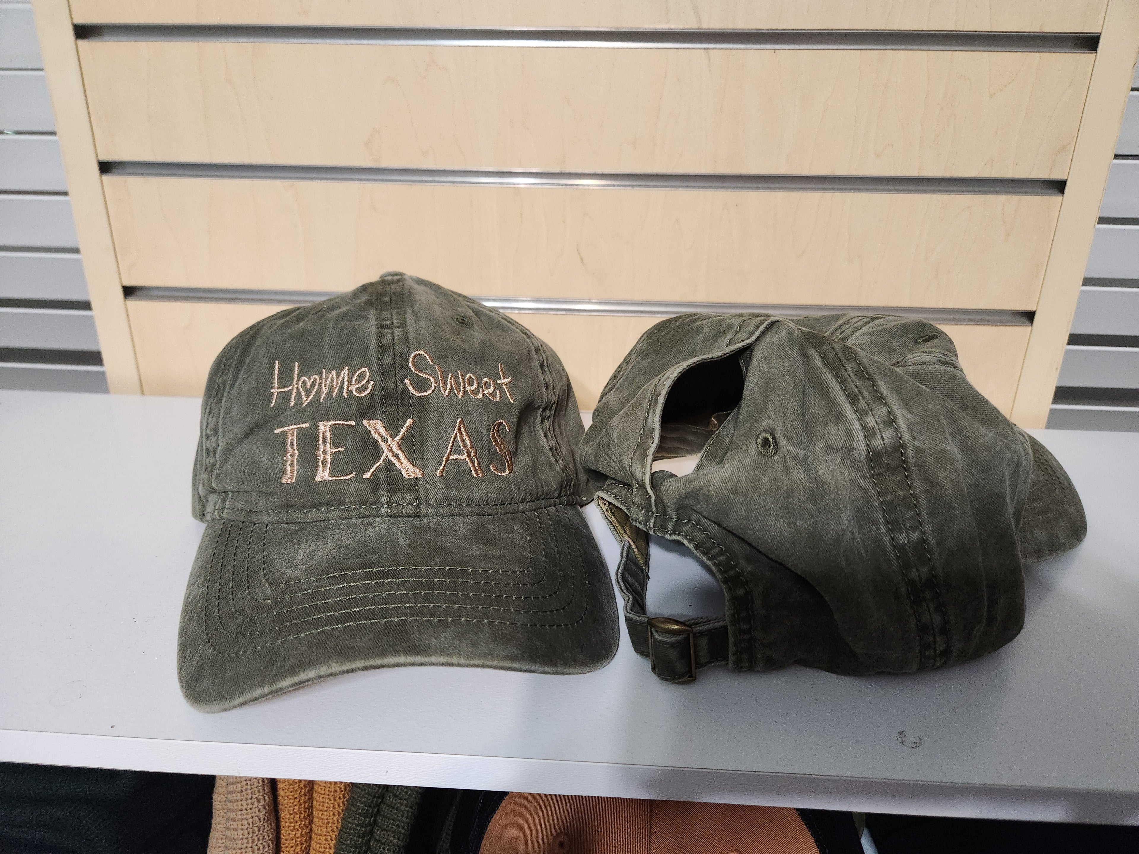 Home Sweet TEXAS Embroidered Hat-Concealed Ponytail-Under Visor Print