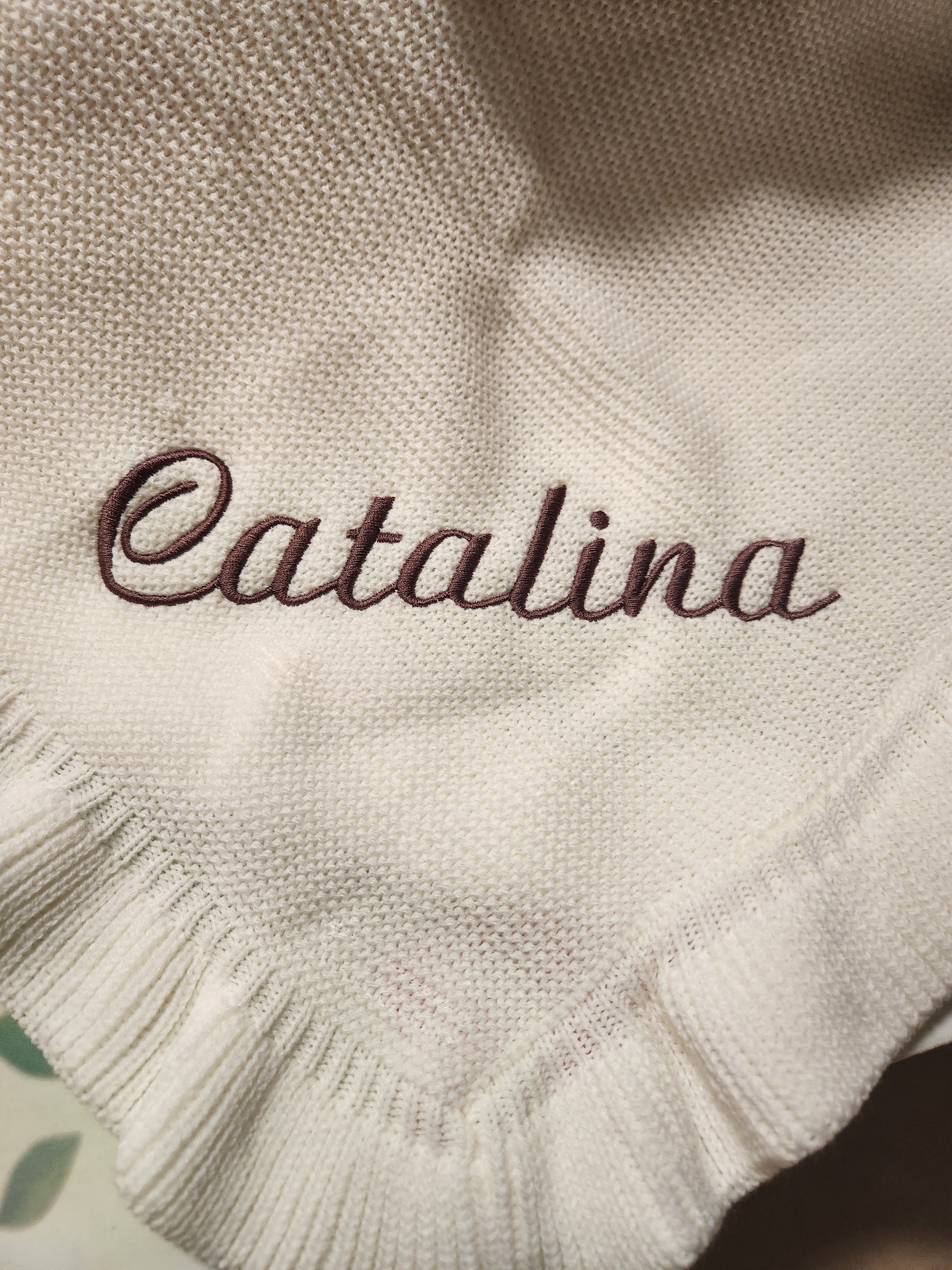 Personalized Embroidered Knit Blanket for Baby Boy or Girl | Custom Name or Initials