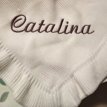 Personalized Embroidered Knit Blanket for Baby Boy or Girl | Custom Name or Initials