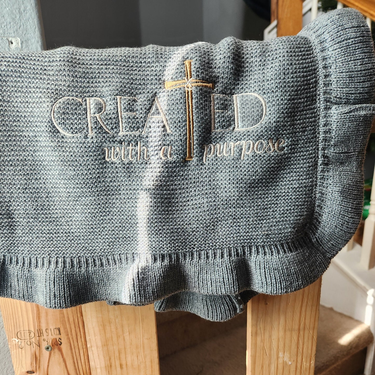 Created for a Purpose Embroidered Knit Blanket for Baby Boy or Girl