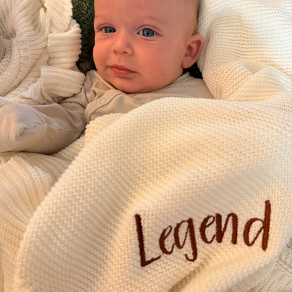 Personalized Embroidered Knit Blanket for Baby Boy or Girl | Custom Name or Initials