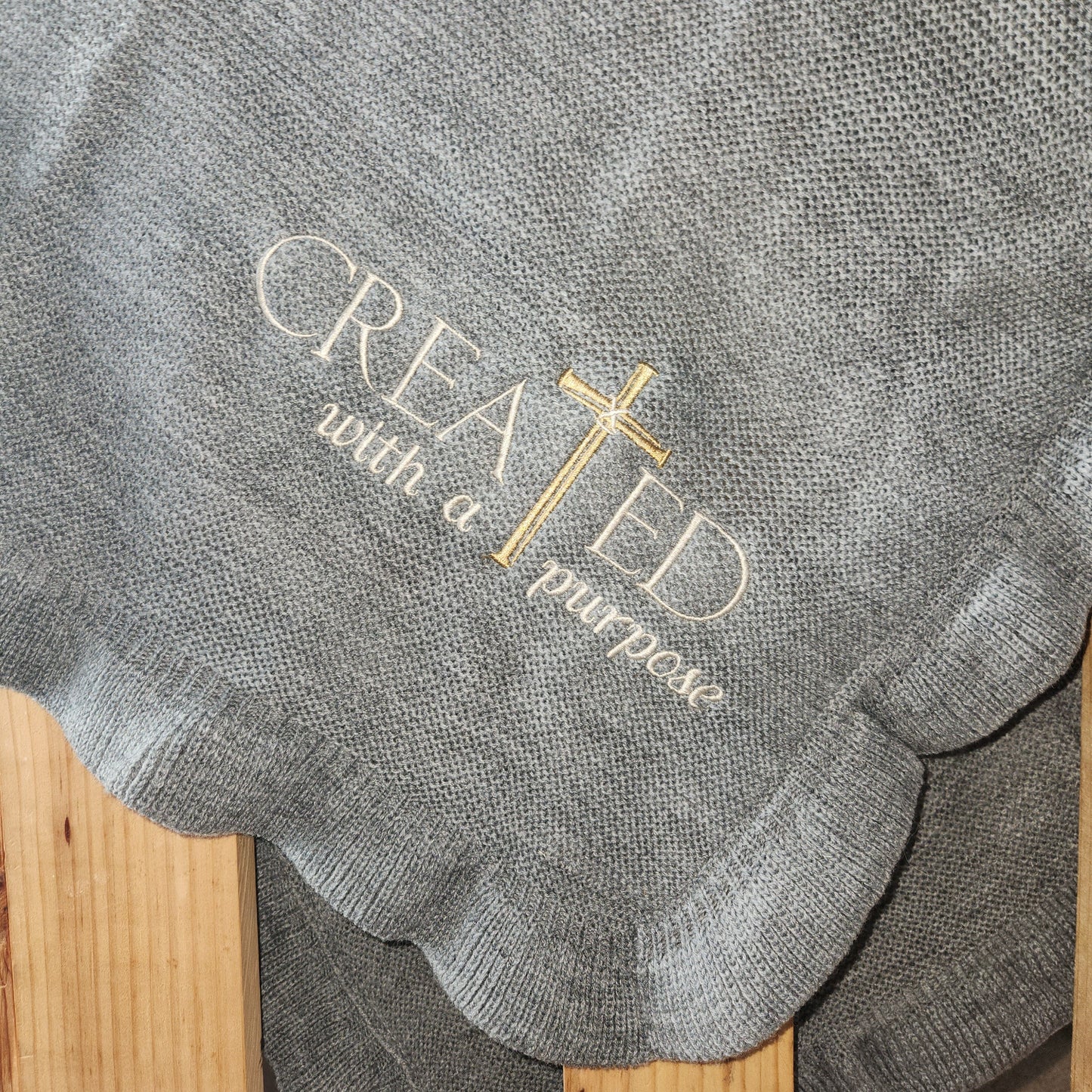 Created for a Purpose Embroidered Knit Blanket for Baby Boy or Girl