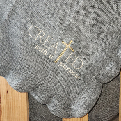 Created for a Purpose Embroidered Knit Blanket for Baby Boy or Girl