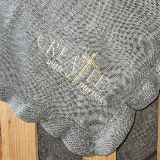 Created for a Purpose Embroidered Knit Blanket for Baby Boy or Girl