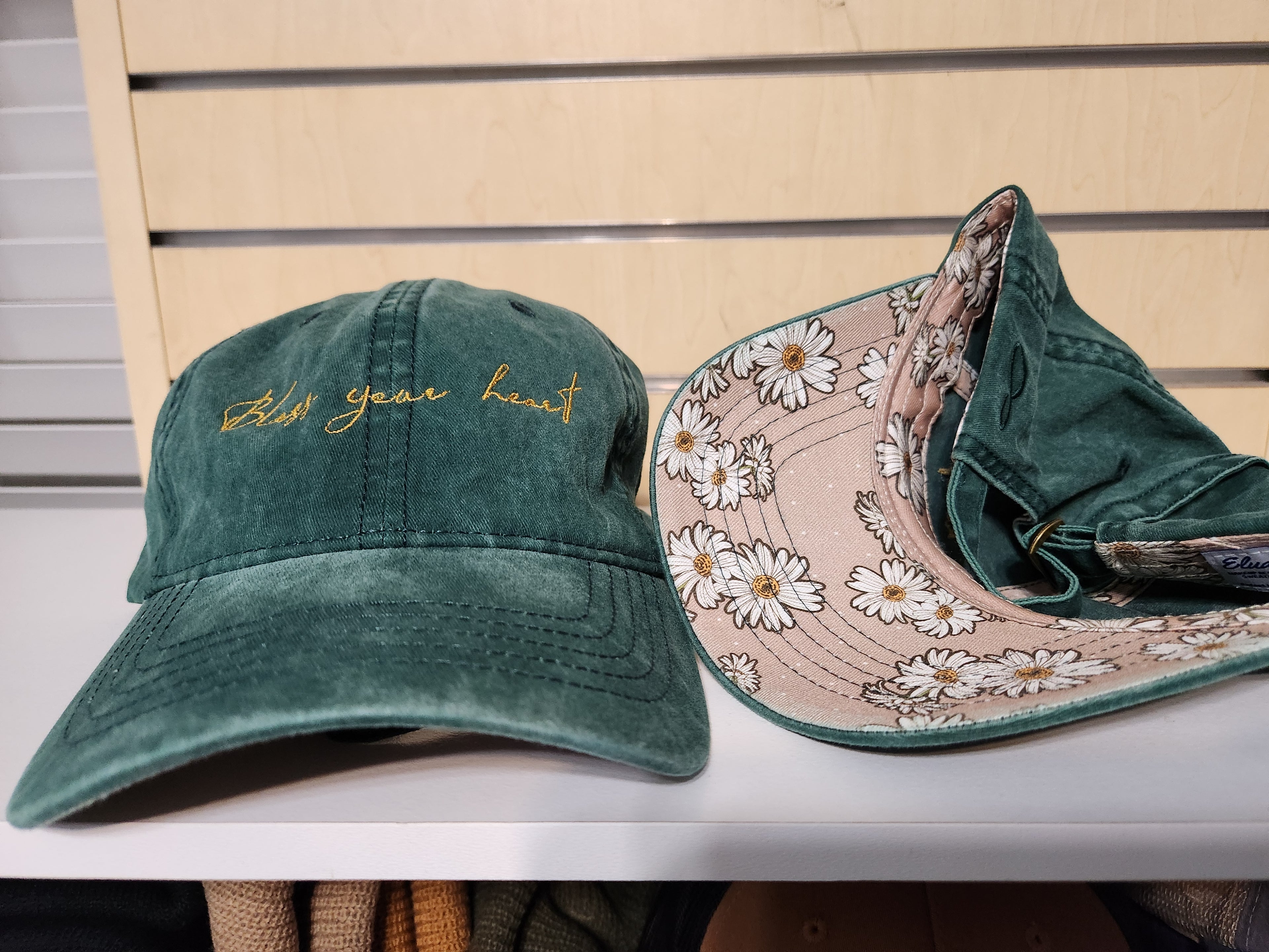 Bless your Heart Embroidered Hat-Concealed Ponytail-Under Visor Print