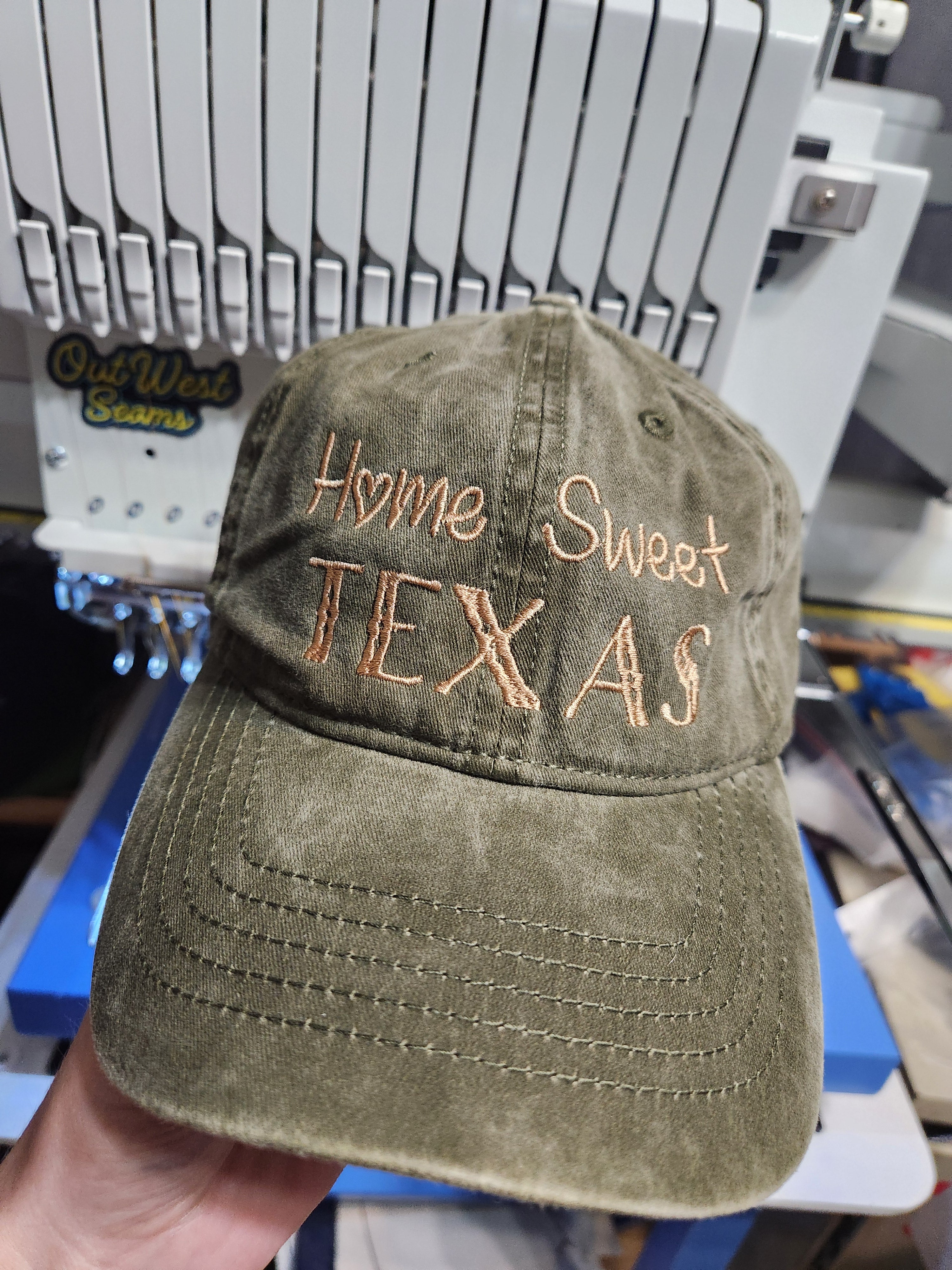 Home Sweet TEXAS Embroidered Hat-Concealed Ponytail-Under Visor Print