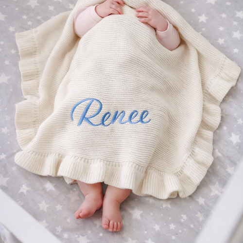 Personalized Embroidered Knit Blanket for Baby Boy or Girl | Custom Name or Initials