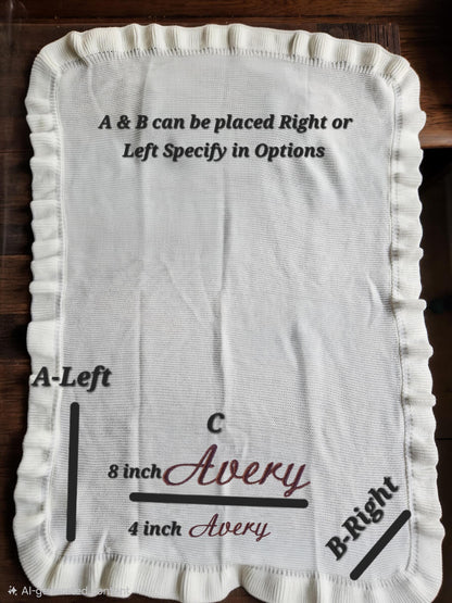 Cross Embroidered Knit Blanket for Baby Boy or Girl