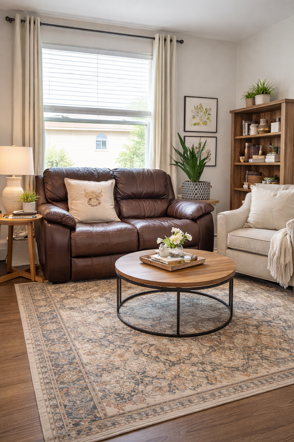 Embroidered Highland Cow Throw Pillow 18x18