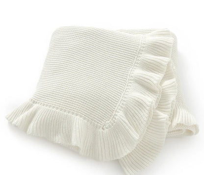 Cross Embroidered Knit Blanket for Baby Boy or Girl