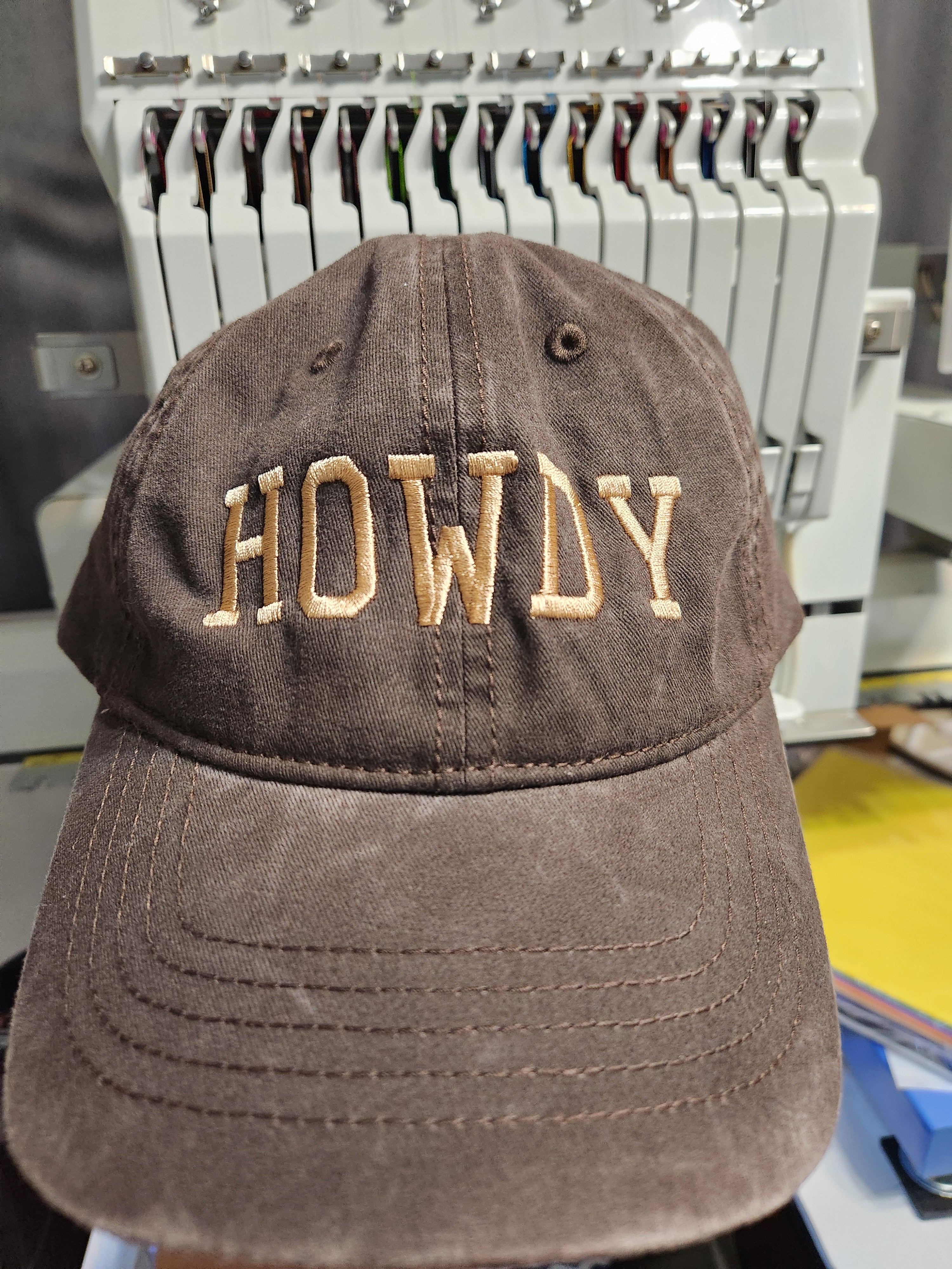 Howdy Embroidered Text Baseball Hat- Concealed Ponytail For Messy Bun- Printed Undervisor