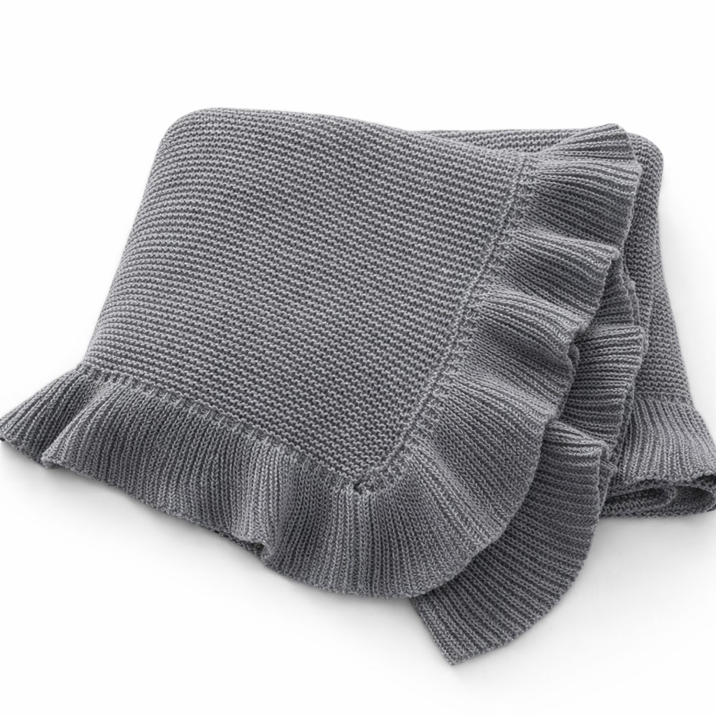 Cross Embroidered Knit Blanket for Baby Boy or Girl