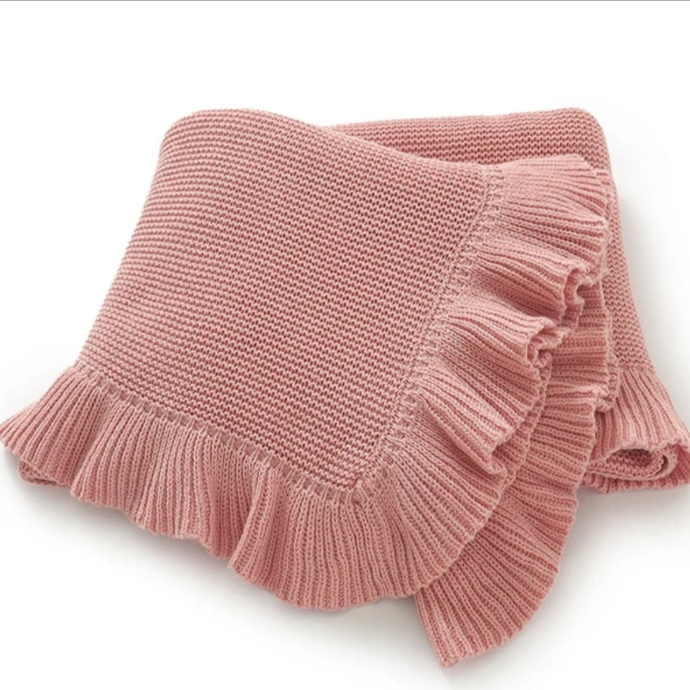 Cross Embroidered Knit Blanket for Baby Boy or Girl