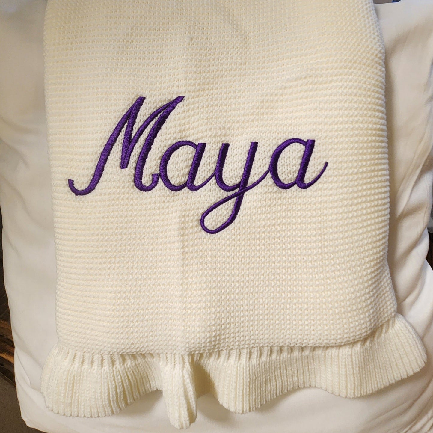 Personalized Embroidered Knit Blanket for Baby Boy or Girl | Custom Name or Initials